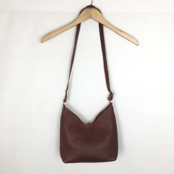 Portland Leather Goods Naomi Shoulder Bag Nutmeg Brown Pebbled Leather Crossbody